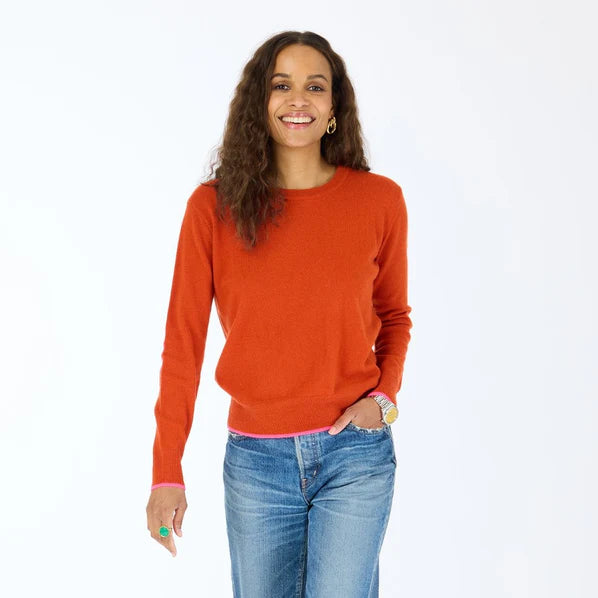 Kerri Rosenthal – Patchwork Cashmere Pullover in Rust