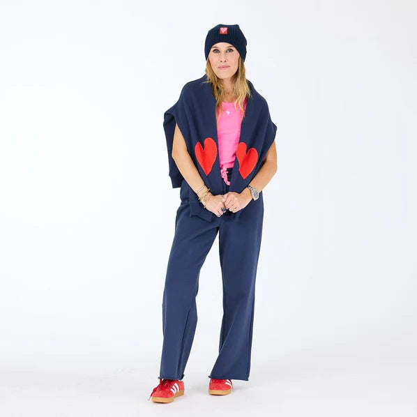 Kerri Rosenthal – Benton Imperfect Heart Patch Sweatshirt in Indigo Blue