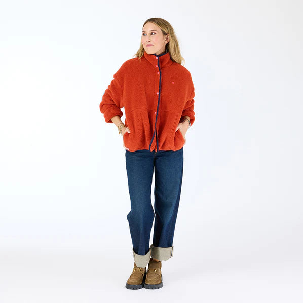 Kerri Rosenthal – Coze Magoze Cotton Fleece Jacket in Rust