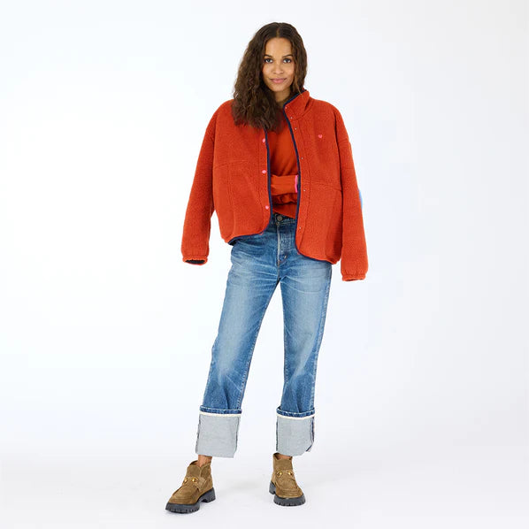 Kerri Rosenthal – Coze Magoze Cotton Fleece Jacket in Rust