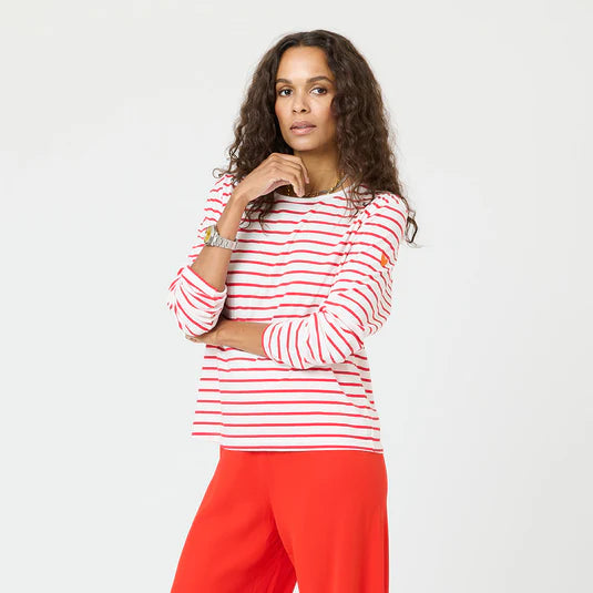 Kerri Rosenthal – Long Sleeve Stripe Tee in White and Red