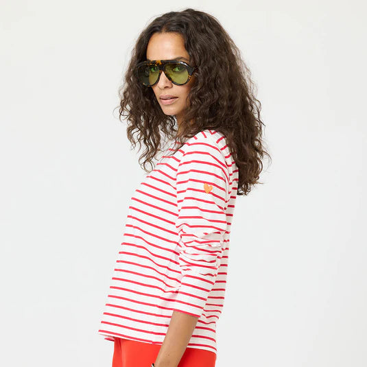 Kerri Rosenthal – Long Sleeve Stripe Tee in White and Red