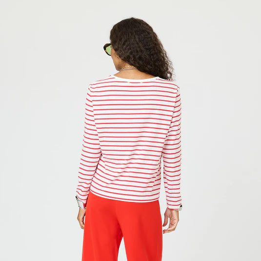 Kerri Rosenthal – Long Sleeve Stripe Tee in White and Red