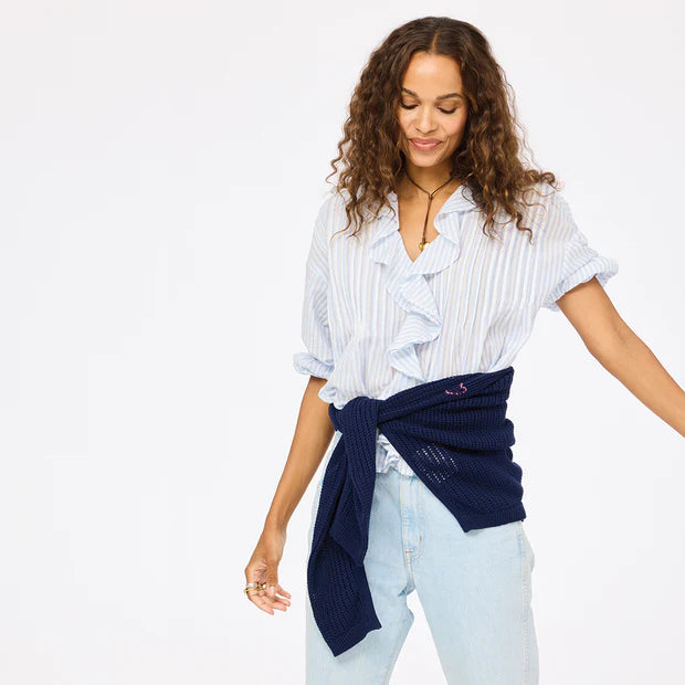 Kerri Rosenthal – Rosen Cotton Blouse in Solvang Blue White