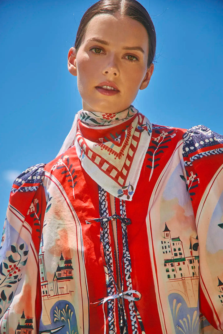 Hunter Bell – Printed Scarf in Coastal Village