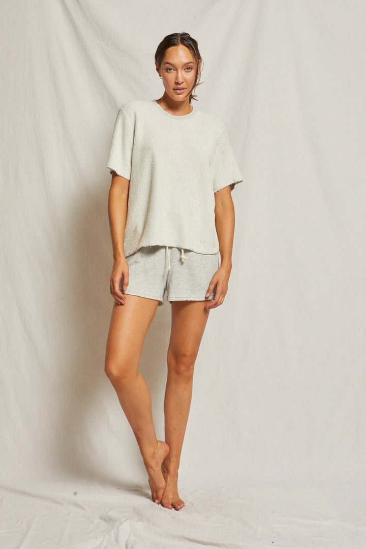Perfect White Tee - Demi French Terry Tee in Heather Grey