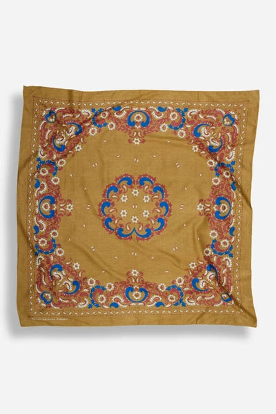 Maison Lecomte Flament – Cotton Bandana Scarf in Camel Flowers