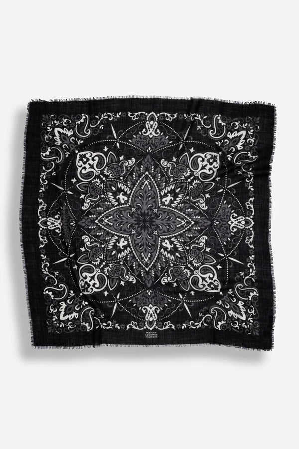 Maison Lecomte Flament – Wool Silk Blend Bandana in Black