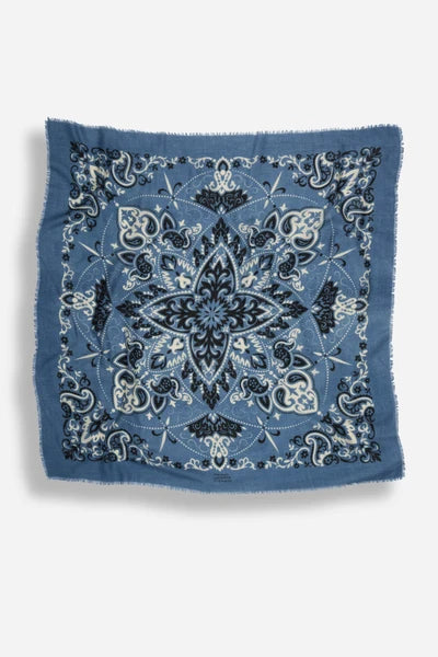 Maison Lecomte Flament – Wool Cashmere Bandana in Blue Granite
