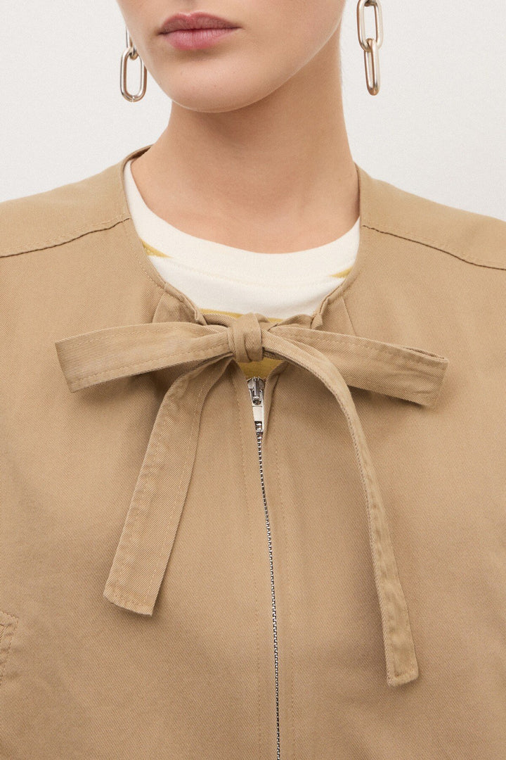 Ottod'Ame - Cotton Zip Vest in Camel