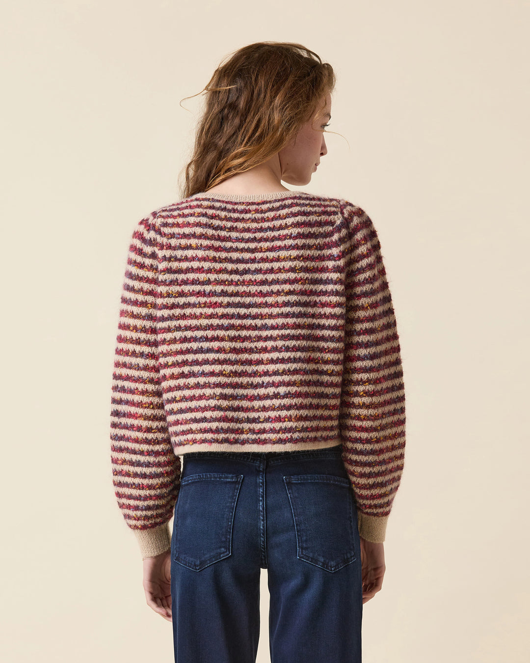 Le Jean – Jasmine Cardigan in Burgundy Stripe