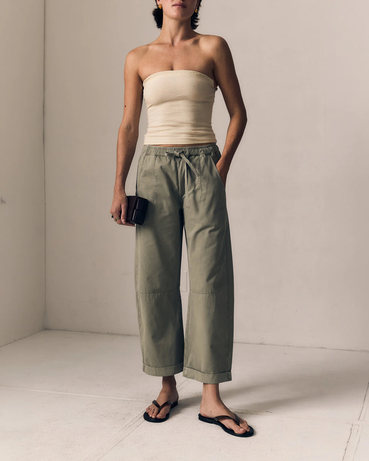 Le Jean - Mara Sateen Drawstring Pants in Soft Sage