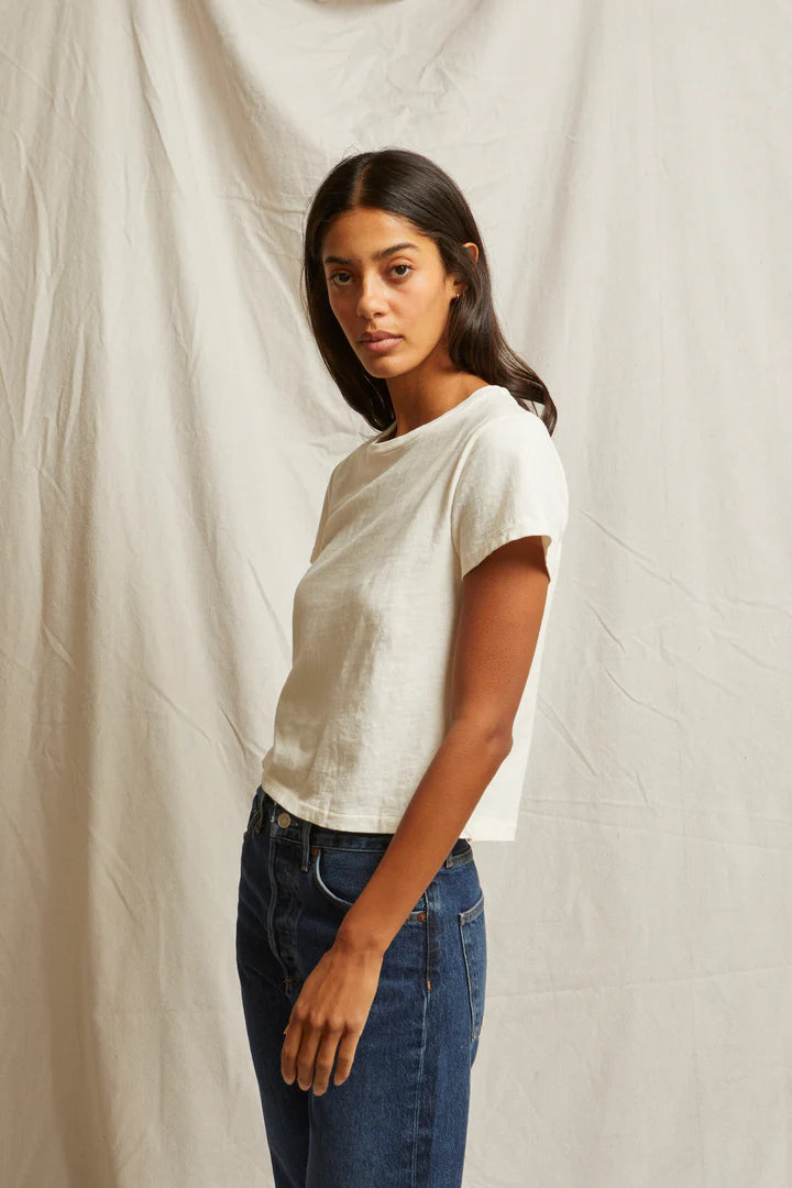 Perfect White Tee - Lisa Short Sleeve Cotton Tee in Bright Ivory