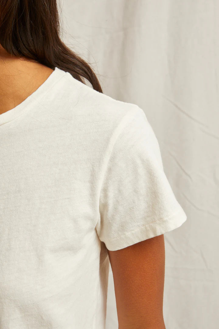 Perfect White Tee - Lisa Short Sleeve Cotton Tee in Bright Ivory