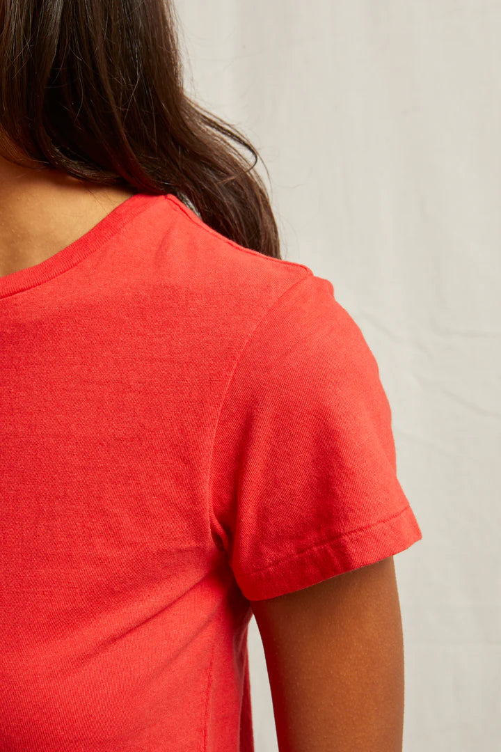 Perfect White Tee - Lisa Short Sleeve Cotton Tee in Poppy