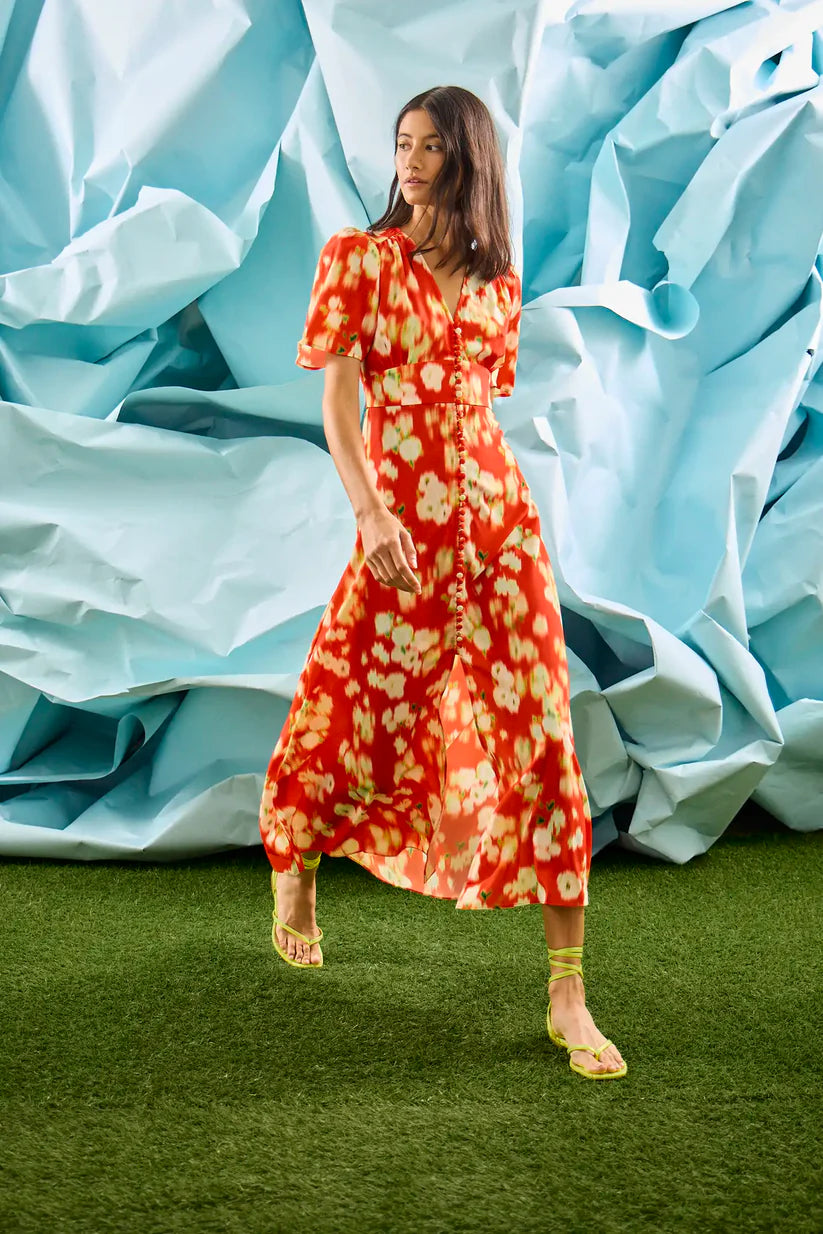 Hunter Bell - Larson Dress in Aperol Ikat