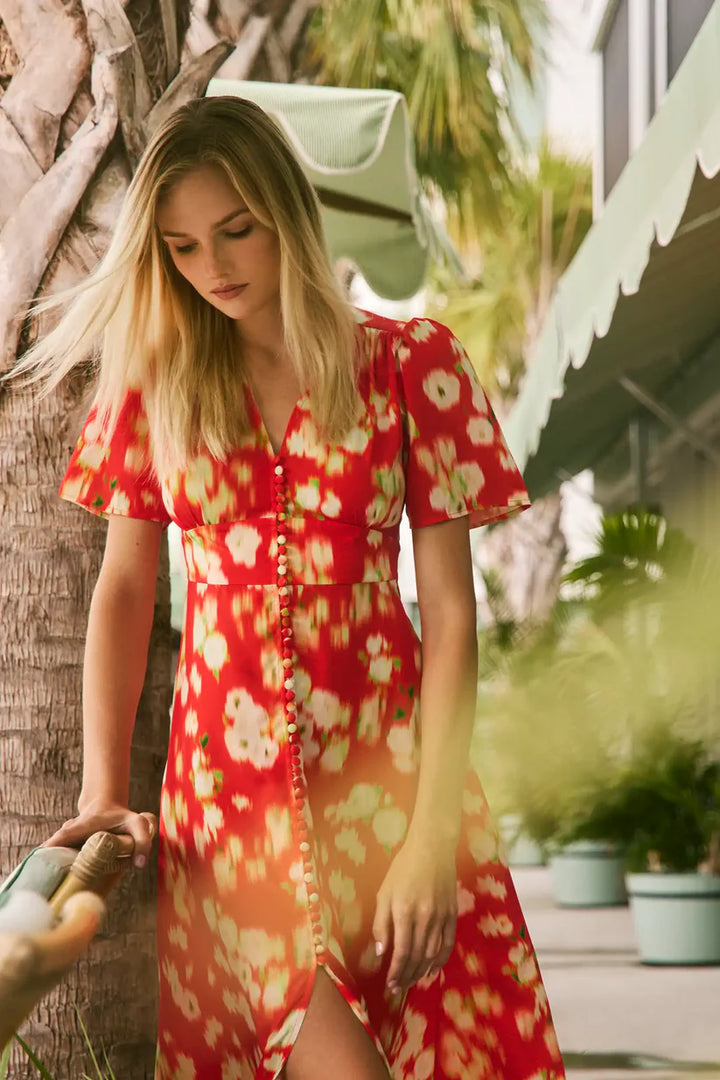 Hunter Bell - Larson Dress in Aperol Ikat