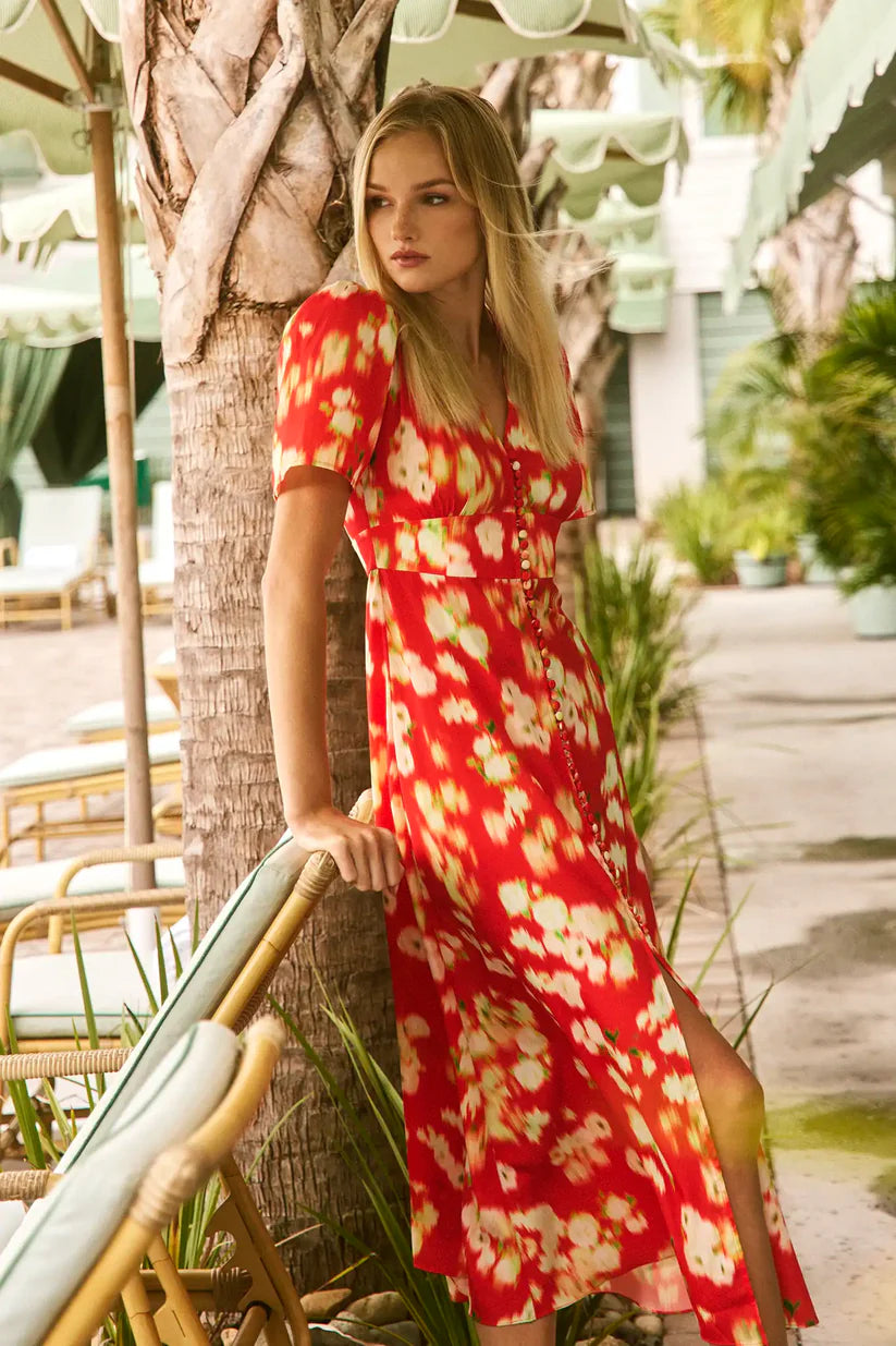 Hunter Bell - Larson Dress in Aperol Ikat