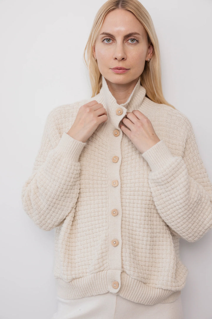 Wol Hide – Lattice Cardigan Sweater in Natural