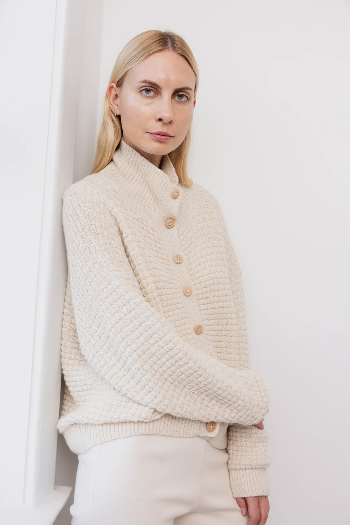 Wol Hide – Lattice Cardigan Sweater in Natural