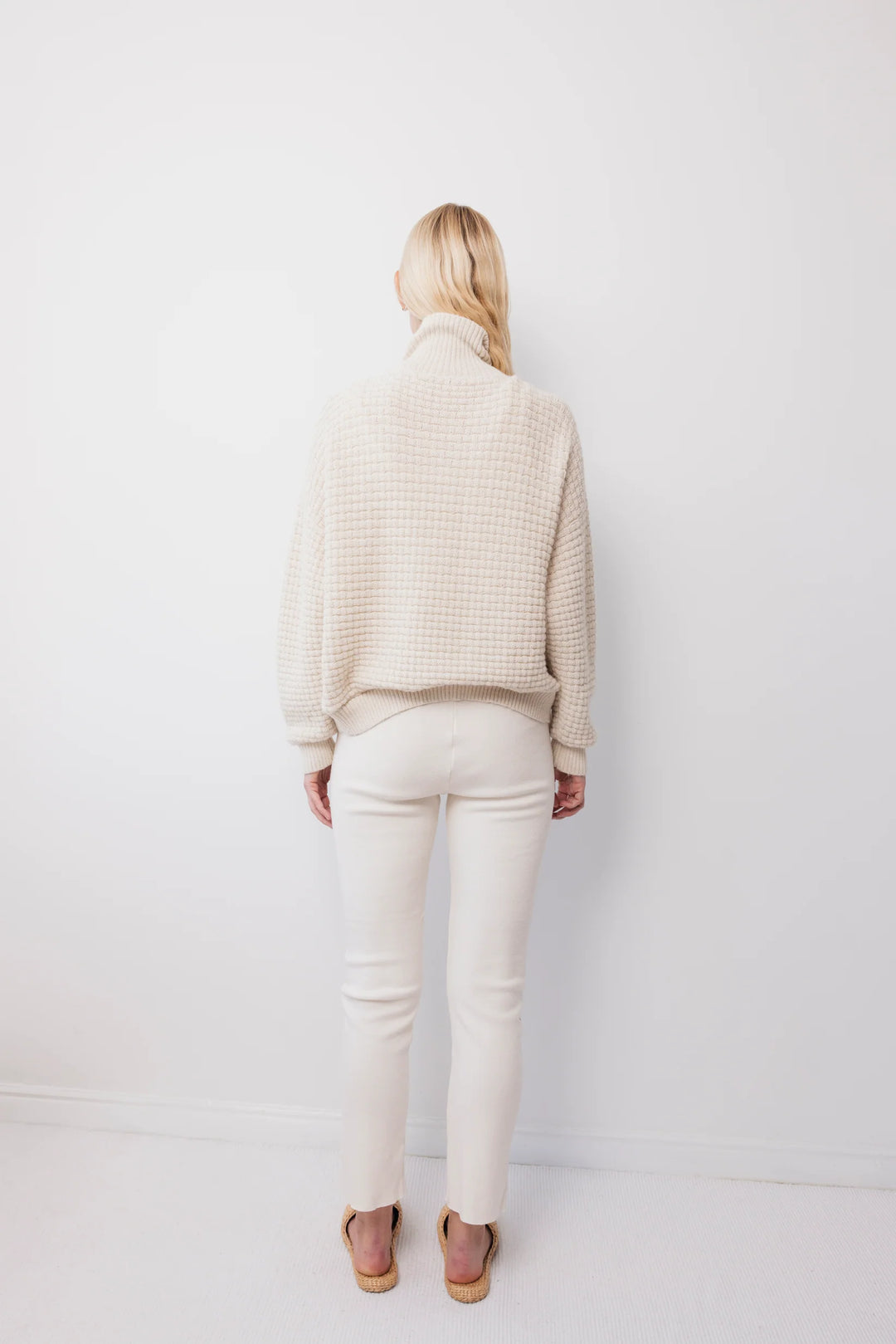Wol Hide – Lattice Cardigan Sweater in Natural