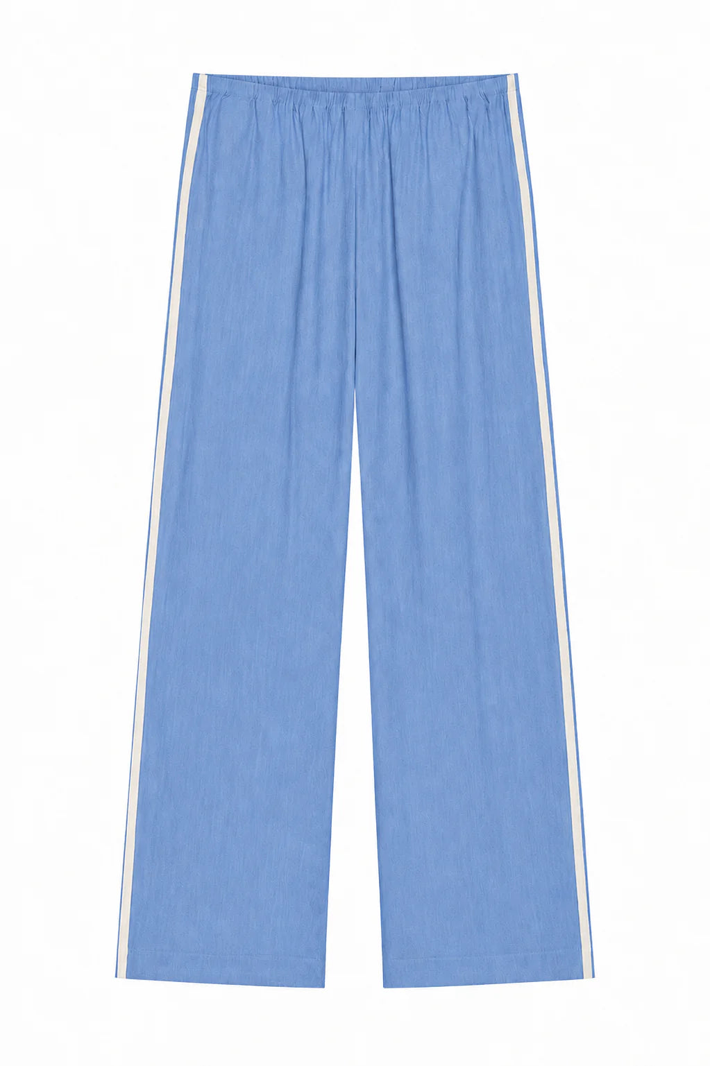 Donni – Linen Stripe Crop Racer Pant in Cornflower