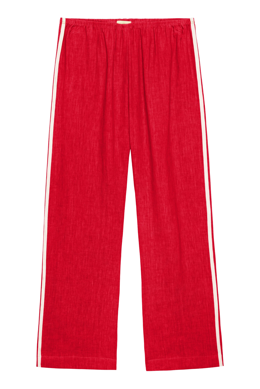 Donni – Linen Stripe Crop Racer Pant in Bell Pepper