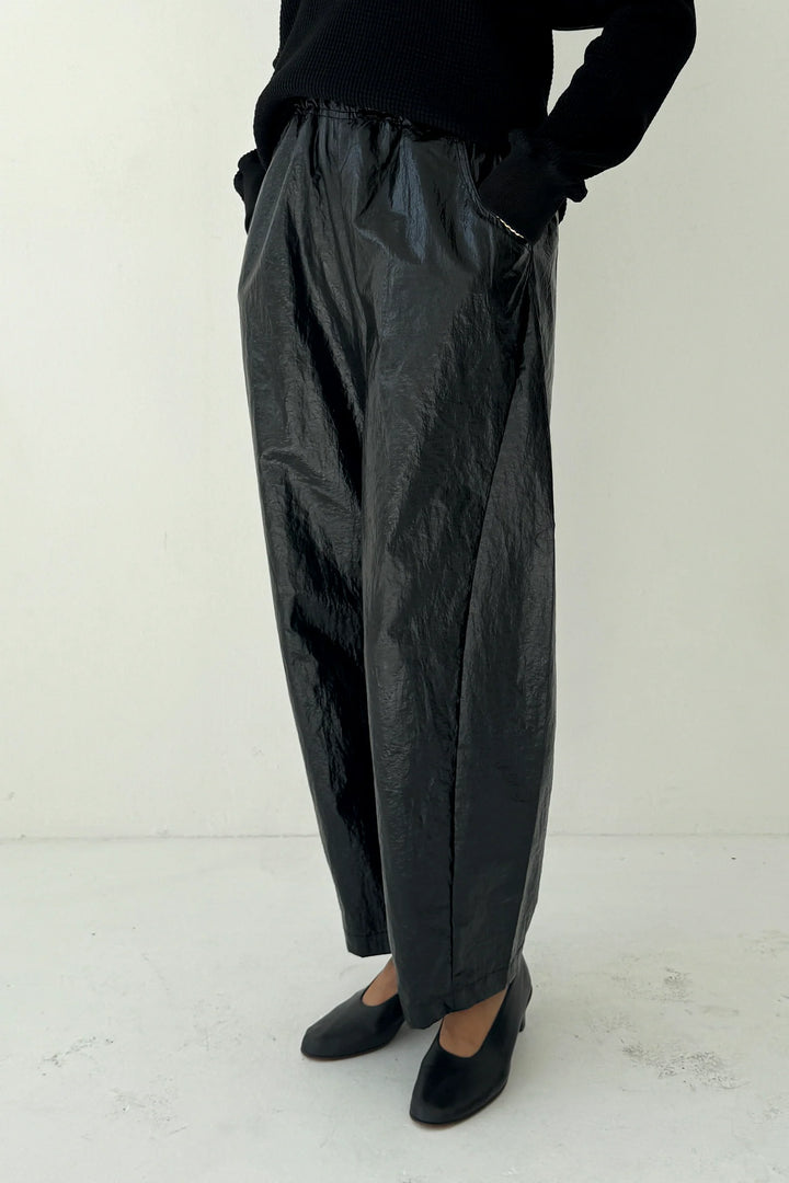 Le Bon Shoppe - Arc Liquid Nylon Pants in Lacquer Black
