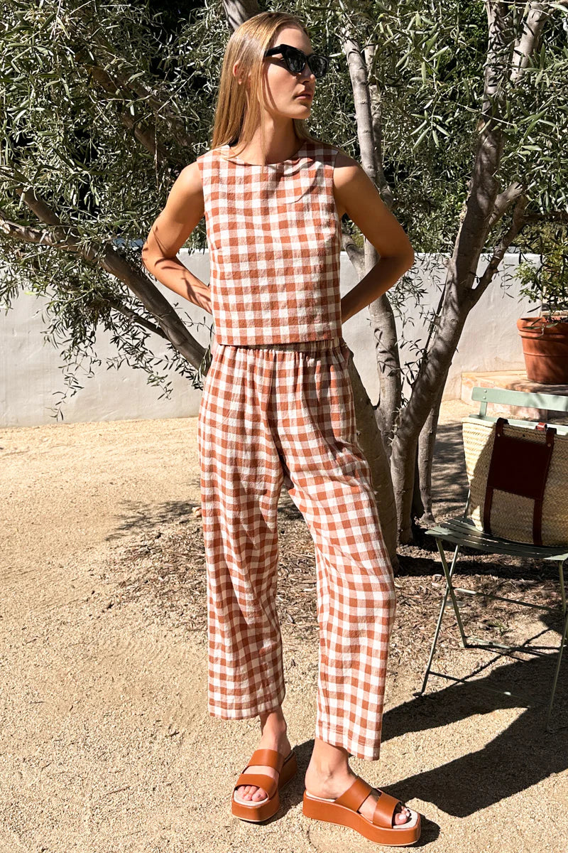 Emerson Fry - Studio Boxy Top in Handloom Gingham Rust