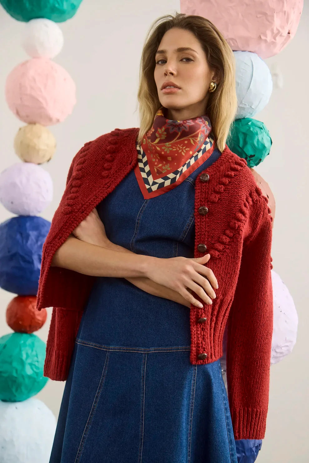 Hunter Bell – Bobble Sweater in Maroon