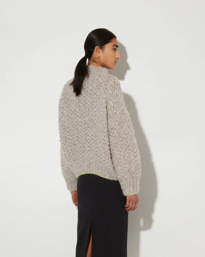 Maiami – Fleecy Alpaca Pearl Pattern Turtleneck Pullover in Soft Melange