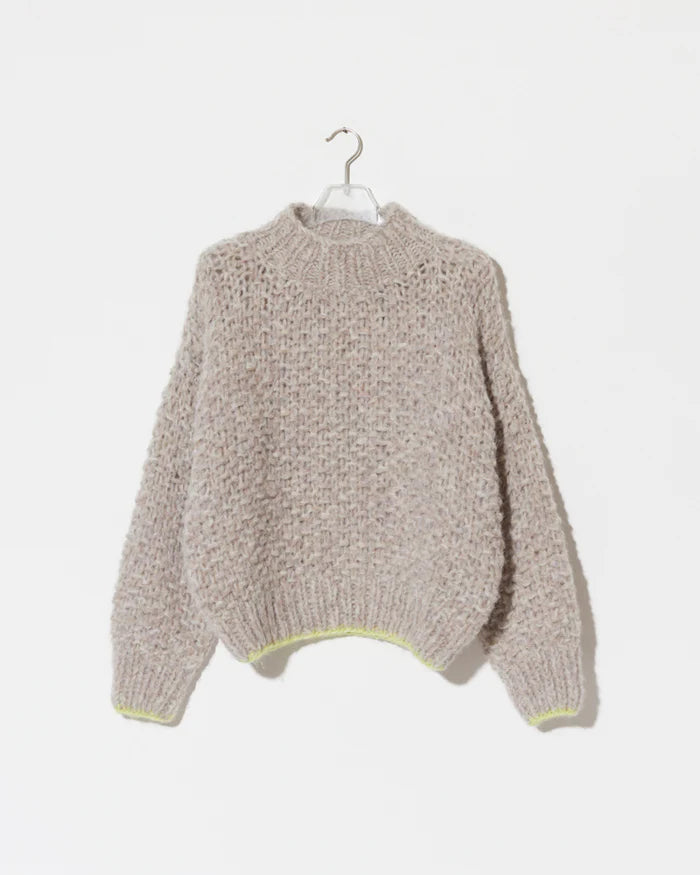 Maiami – Fleecy Alpaca Pearl Pattern Turtleneck Pullover in Soft Melange