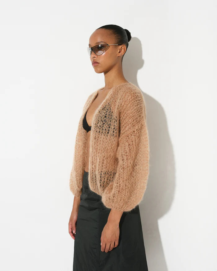 Maiami – Mohair Light Bomber Cardigan in Camel