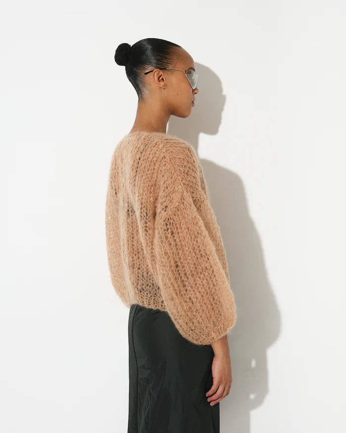Maiami – Mohair Light Bomber Cardigan in Camel