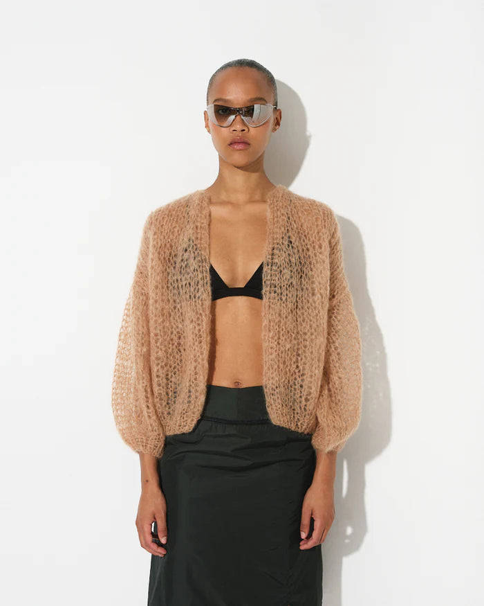 Maiami – Mohair Light Bomber Cardigan in Camel