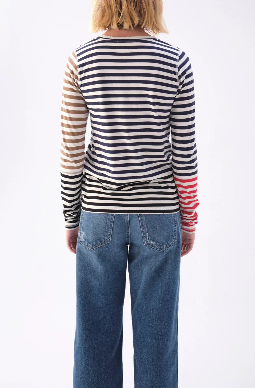 AMO Denim – Marla Tee in Bone/Neptune Multi Stripe