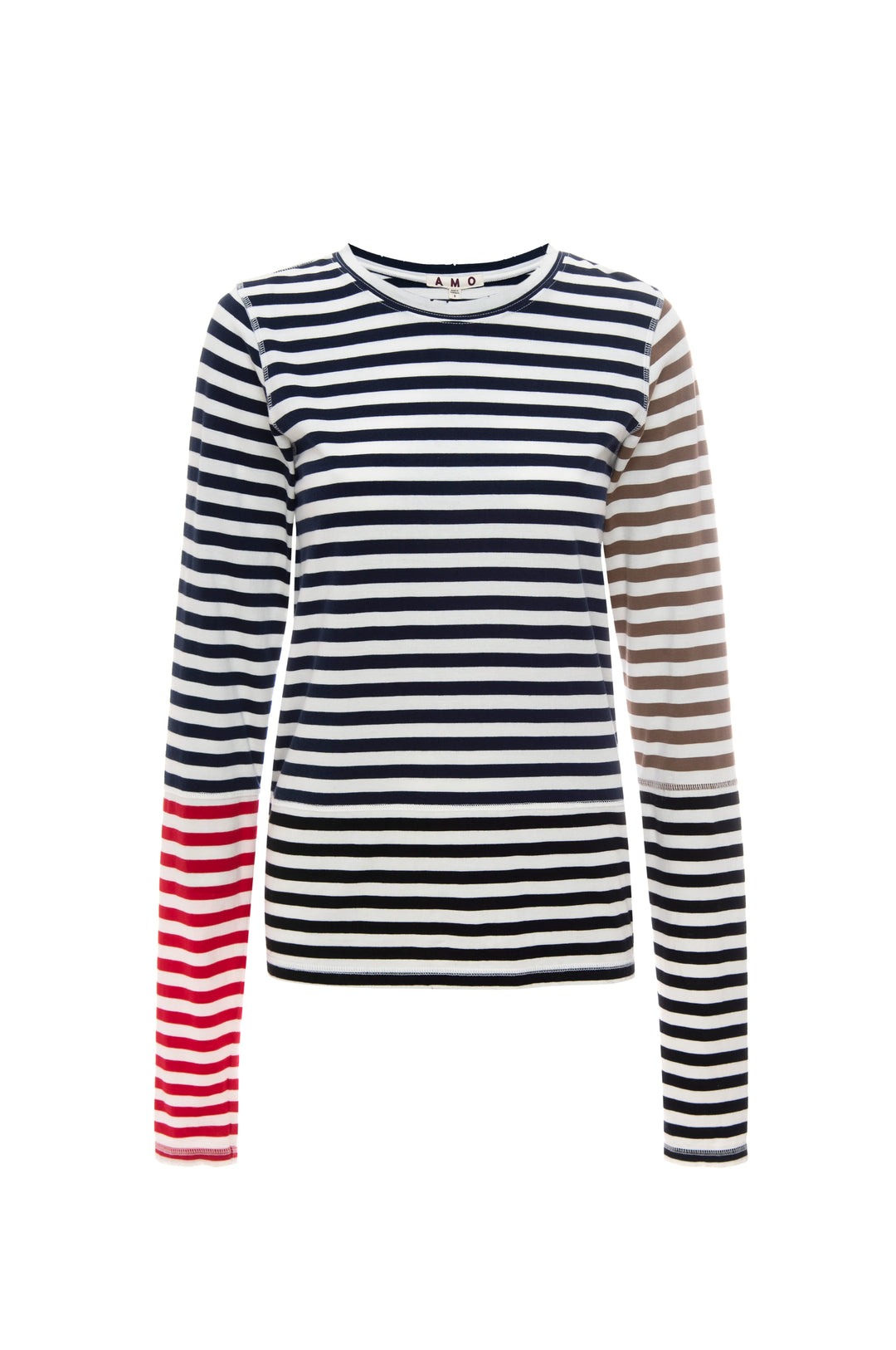 AMO Denim – Marla Tee in Bone/Neptune Multi Stripe