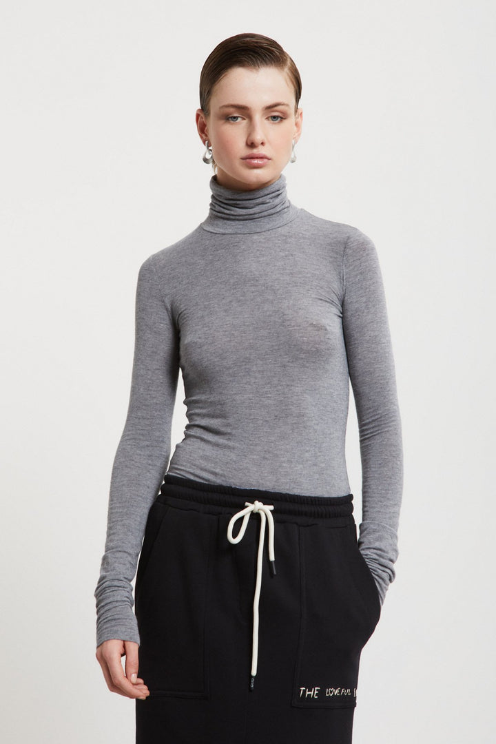 Ottod'Ame - Viscose / Cashmere Blend Turtleneck in Grey Melange