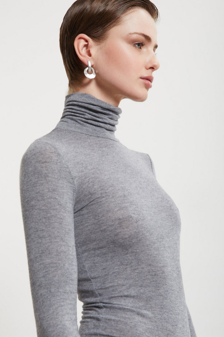 Ottod'Ame - Viscose / Cashmere Blend Turtleneck in Grey Melange