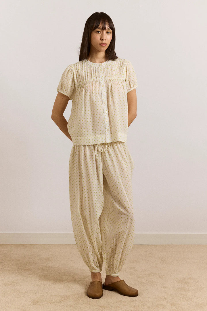 Damson Madder – Meadow Blouse in Lime Polka Dot