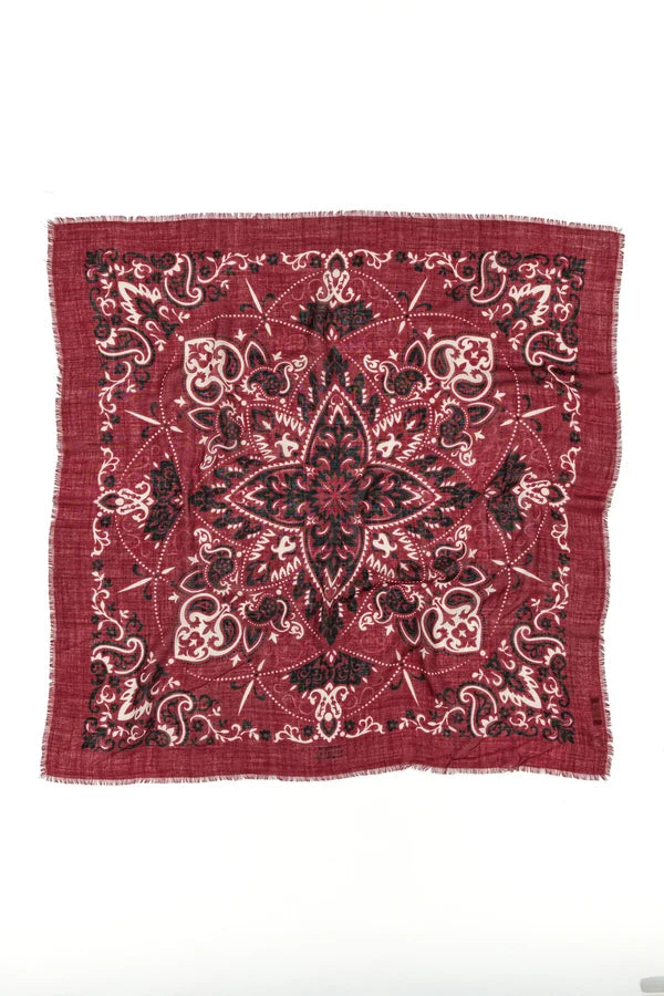 Maison Lecomte Flament – Wool Cashmere Bandana in Burgundy