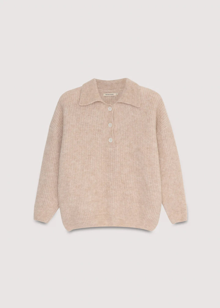 The New Society – Mimi Knit Polo in Moonlight