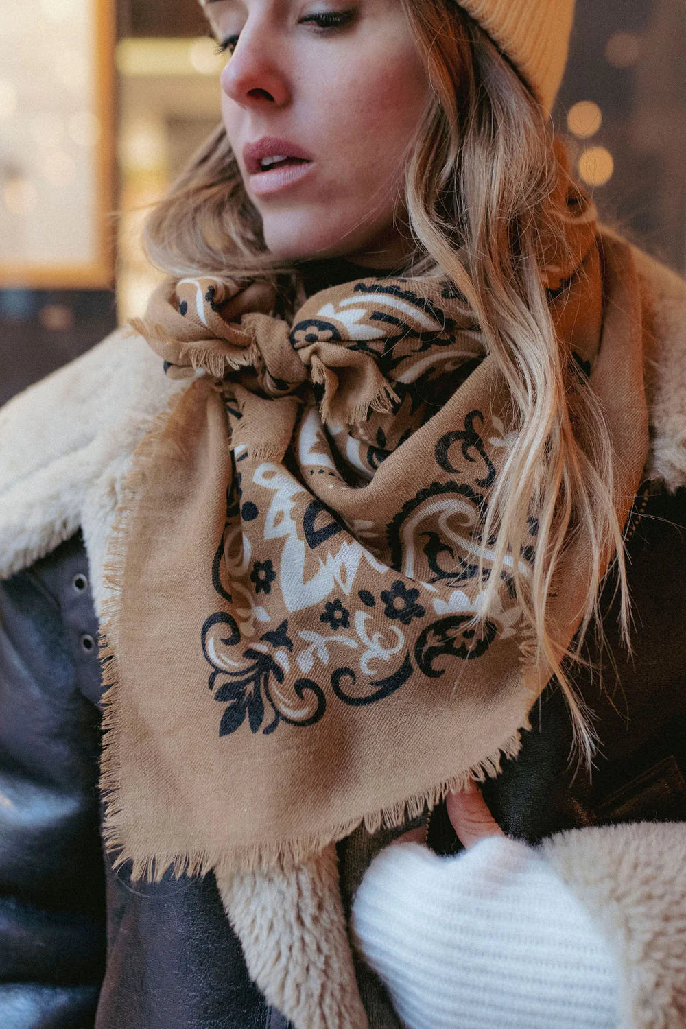 Maison Lecomte Flament – Cashmere Bandana in Camel