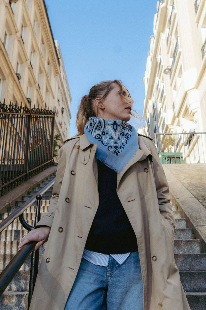 Maison Lecomte Flament – Wool Silk Blend Bandana in Riviera