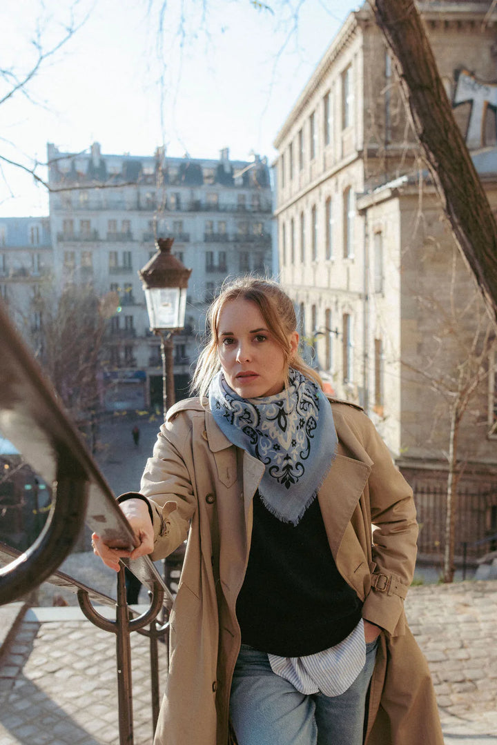 Maison Lecomte Flament – Wool Silk Blend Bandana in Riviera