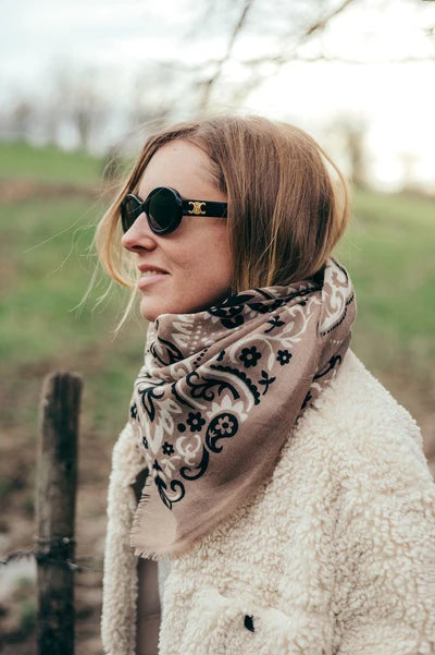 Maison Lecomte Flament – Wool Cashmere Bandana in Taupe