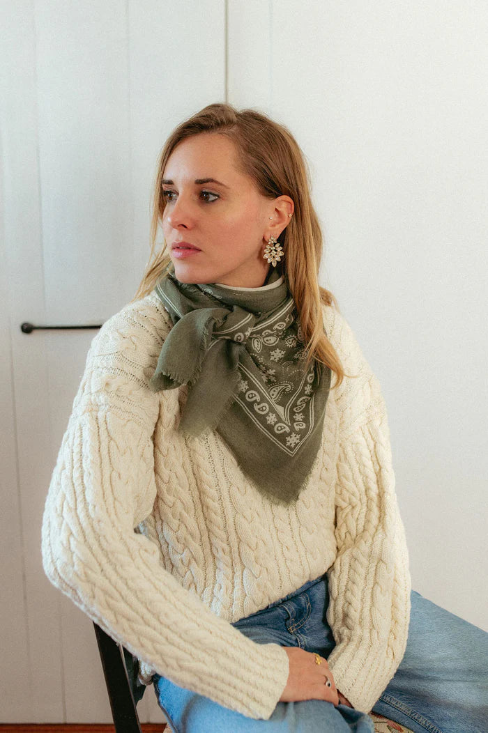 Maison Lecomte Flament – Cashmere Flocon Bandana in Kaki