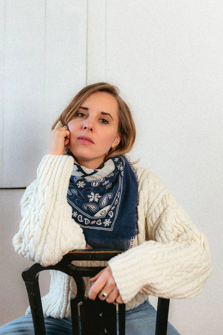 Maison Lecomte Flament – Cashmere Flocon Bandana in Navy