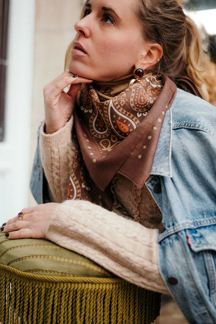 Maison Lecomte Flament – Cotton Bandana Scarf in Rodeo Capuccino
