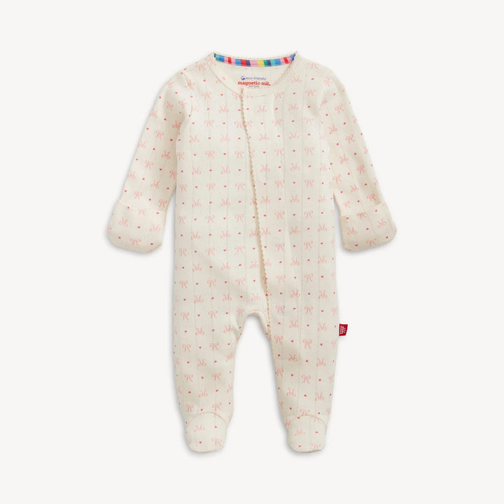 Magnetic Me - Heart & Bow Pointelle Footie